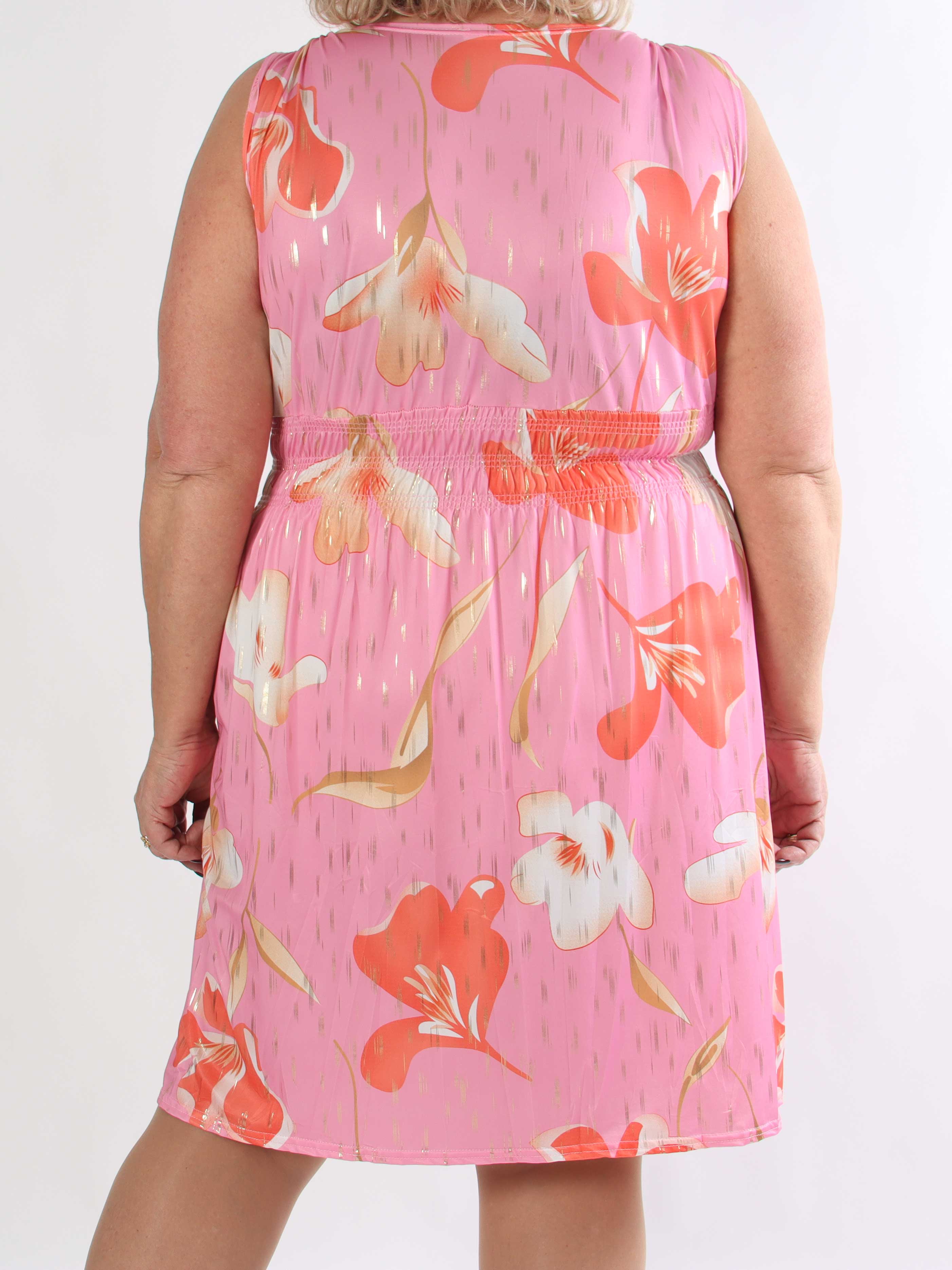 Pams Petal Short - Kort plus size kjole med kronblade og guld detaljer